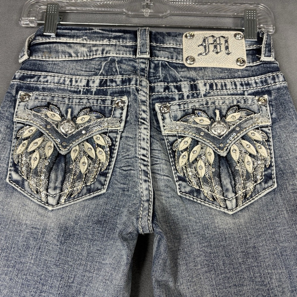 Miss Me Size 23 Low Rise Tailored Bootcut Jeans Embellished Bling Y2K - Picture 6 of 14